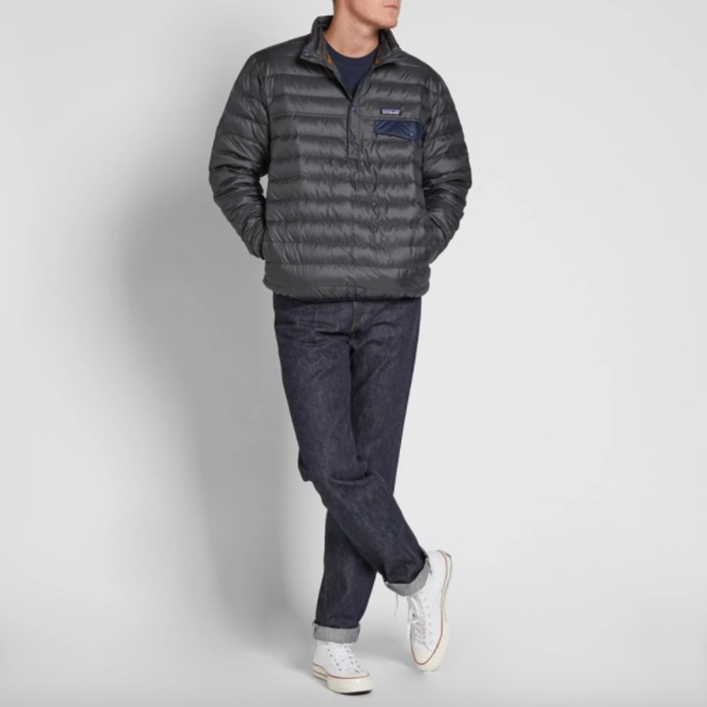 Patagonia Down Snap-T Pullover Jacket Men’s Small Forge Grey